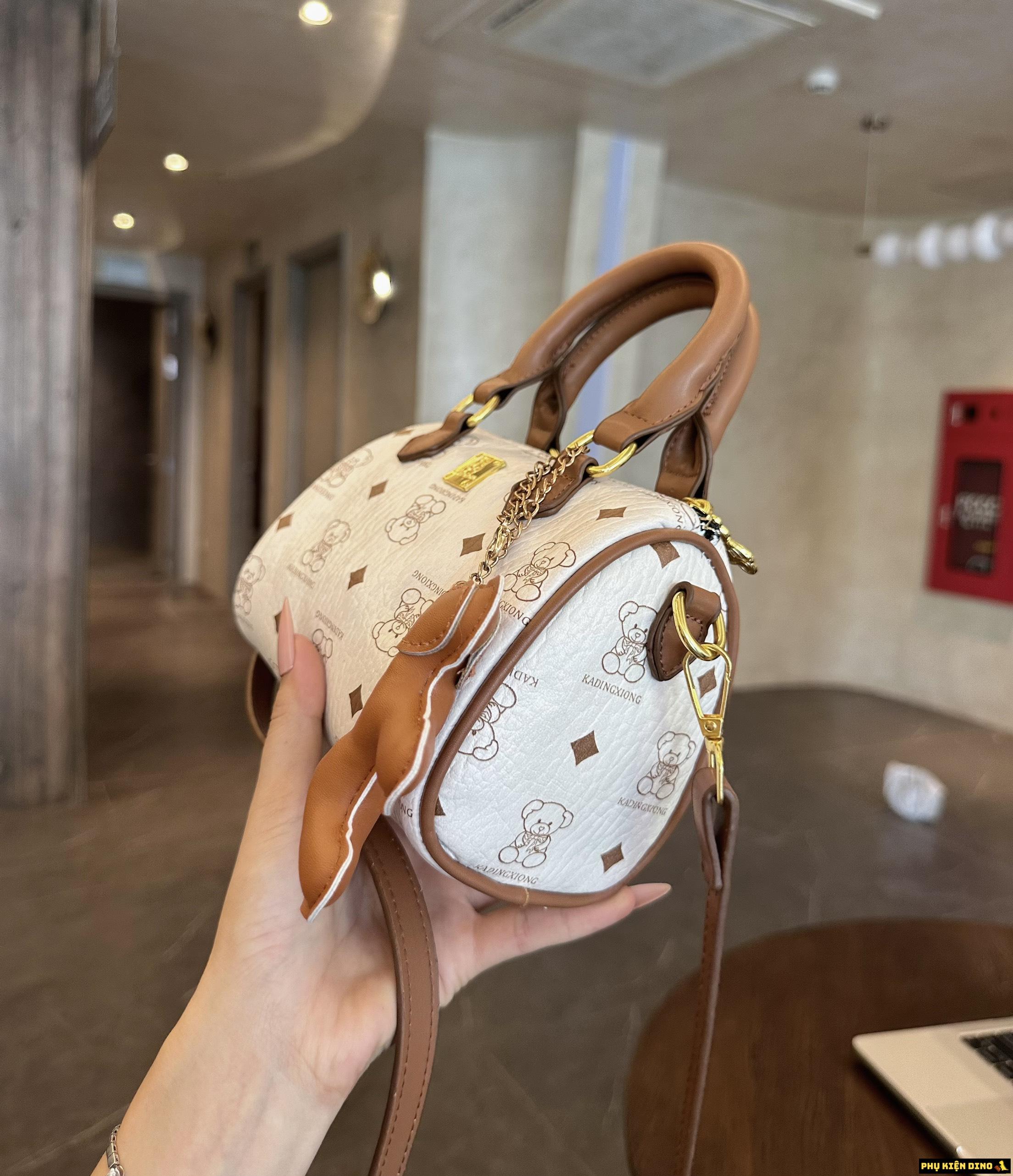 Túi Trống Gấu Kèm Móc Khóa Con Chó Trắng Nâu Túi Trống Gấu Kèm Móc Khóa Con Chó Trắng Nâu
